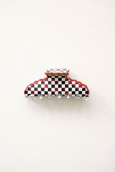 Black and Red Scalloped Claw Clip