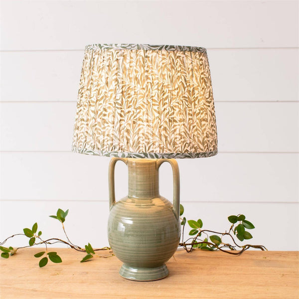 Green Jug Lamp with Printed Shade