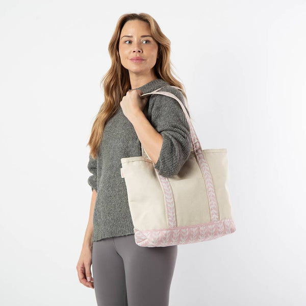 Block Print Medium Classic Tote: Powder Pink