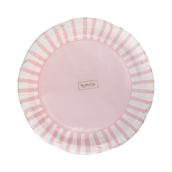 Pink Striped 9" Scallops Plate