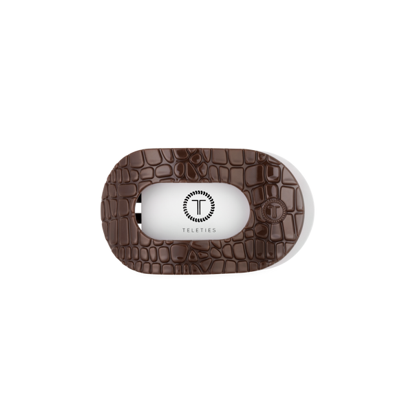 Brown Crocodile | Small | Flat Round Hair Clip