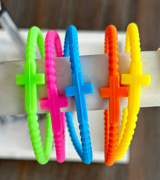 Silicone Cross Bracelet Pastels