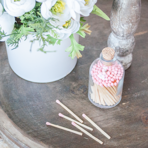Blush Pink Matches in Glass Jar – Aesthetic Safety Matches