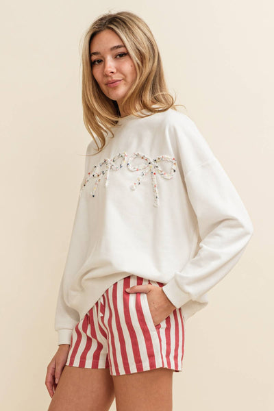 BOW ACCENT PULLOVER TOP