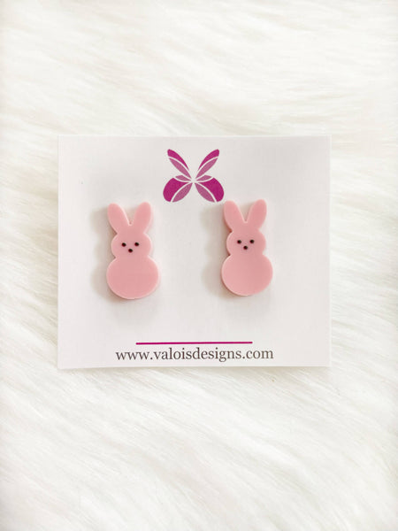 Easter Bunny Peep Stud Earrings: Green