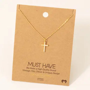 Gold Dipped Cross Shell Pendant Necklace