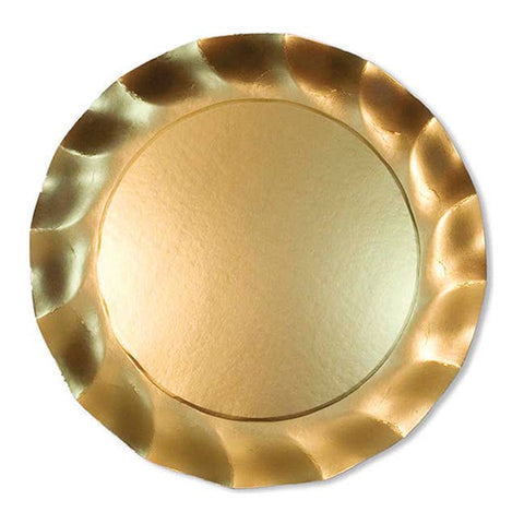 Paper Wavy Salad Plate Satin Gold/8pk