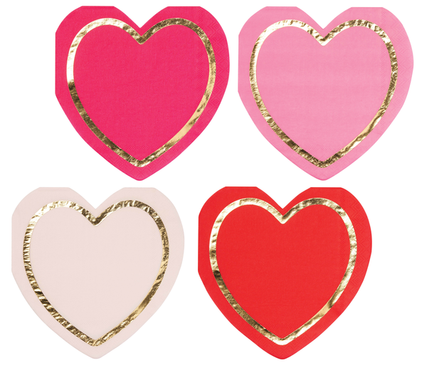 Heart Die cut Lunch Napkin Love Notes Assorted/16 pkg