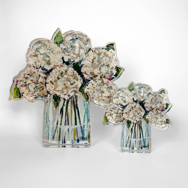 Hydrangeas in Cream Acrylic Floral: Bitty