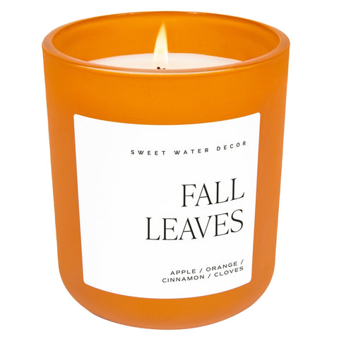 Fall Leaves Candle in Orange Matte Jar