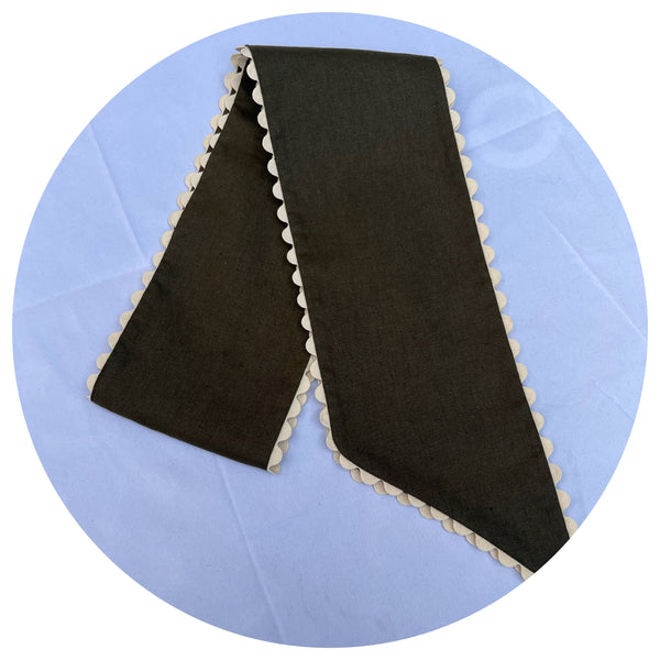 Custom Linen Sashes with Trim : Red with White trim 54"