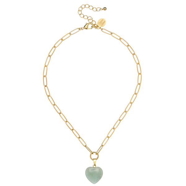 Audrey Heart Necklace: Pink Quartz