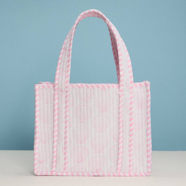Pink Shell Quilted Mini Tote Bag