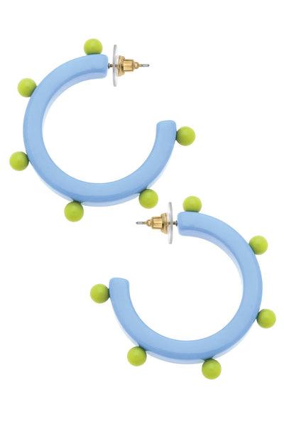 Olivia Studded Resin Hoop Earrings: Light Pink