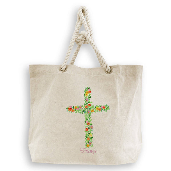 Cross with Flowers: Remove Words / Dishtowel / -