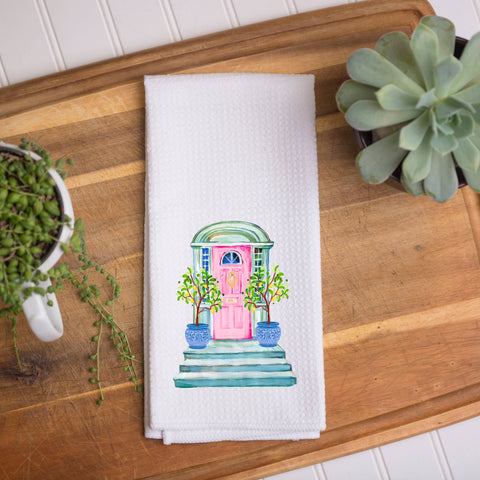 Pink Front Door Kitchen Towel: Waffle Towel