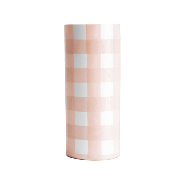 Gingham Column Vase: Sea Glass