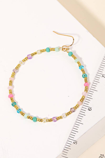 Seed Beaded Circle Cutout Earrings: