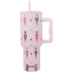 Nutcrackers Christmas Drink Tumbler: Light Pink