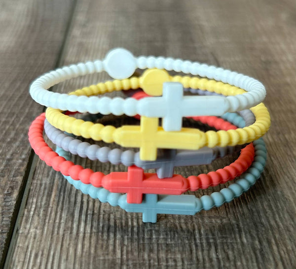 Silicone Cross Bracelet Pastels