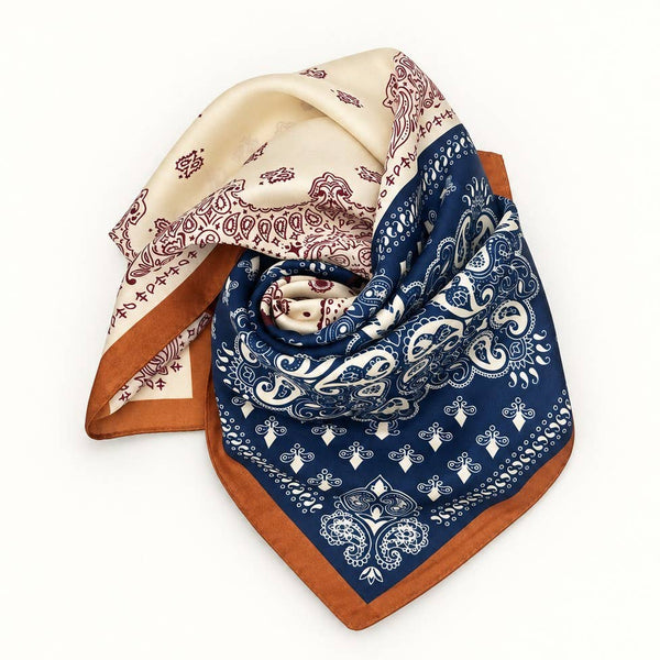 Patchwork Paisley Bandana Printed Square Scarf BROWN