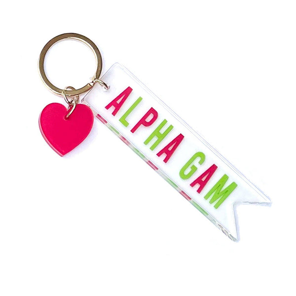 Sorority & Greek Acrylic Heart Keychain: Phi Mu