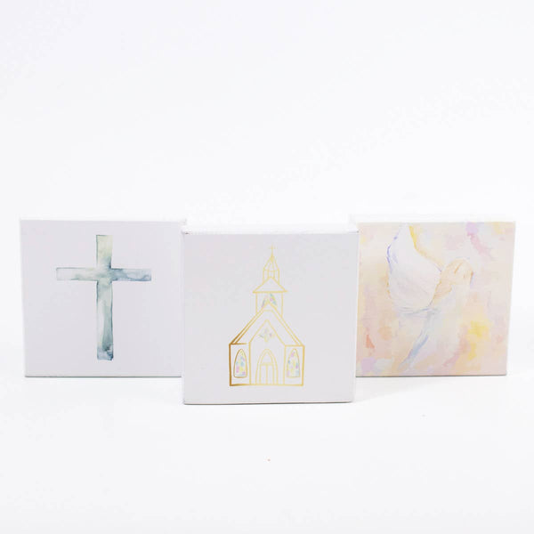 Church Block Art   White/Multi   4x4x1