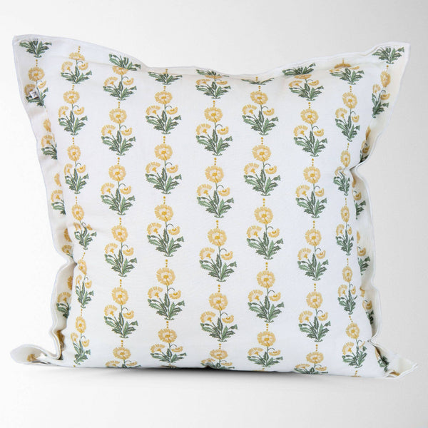 Amalthea Gold Linen Block Print Square Pillow Cover : 22X22