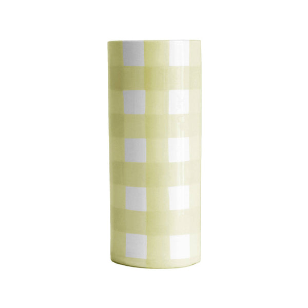 Gingham Column Vase: Sea Glass
