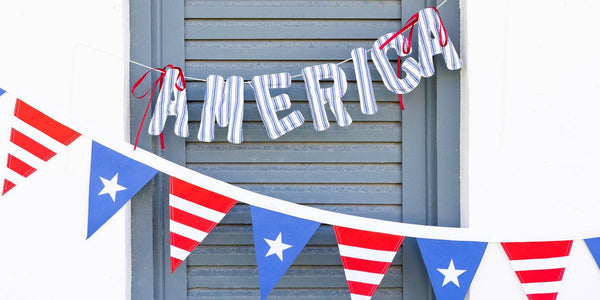 America Ticking Fabric Puffy Banner