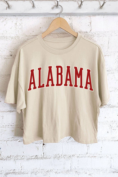 ALABAMA PUFF GRAPHIC LONG CROP TOP: White