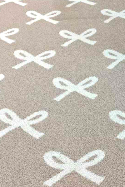 Taupe and Cream Bow Luxury Blanket