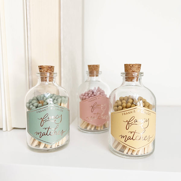 Dusty Rose Matches in Glass Jar – Romantic & Vintage Matches