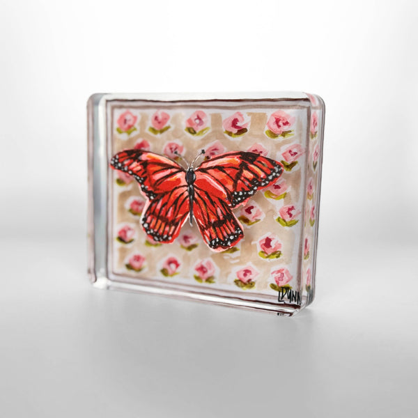 Monarch Butterfly on Peach Block: Large