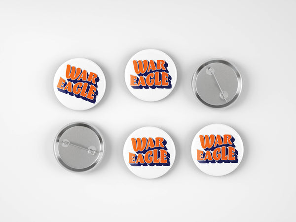 Auburn War Eagle Wavy Button