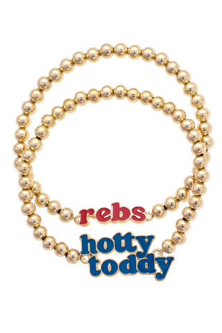 Ole Miss Rebels Slogan Ball Bead Bracelet Set of 2