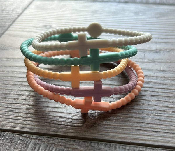 Silicone Cross Bracelet Pastels