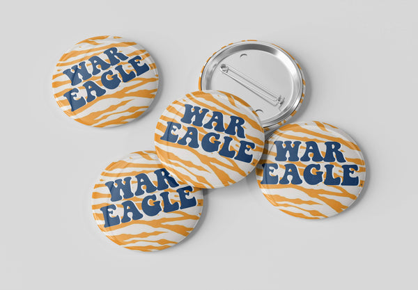 Auburn War Eagle Stripes Button
