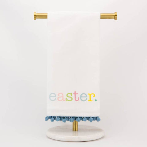 easter Blue Pom-Pom Tea Towel