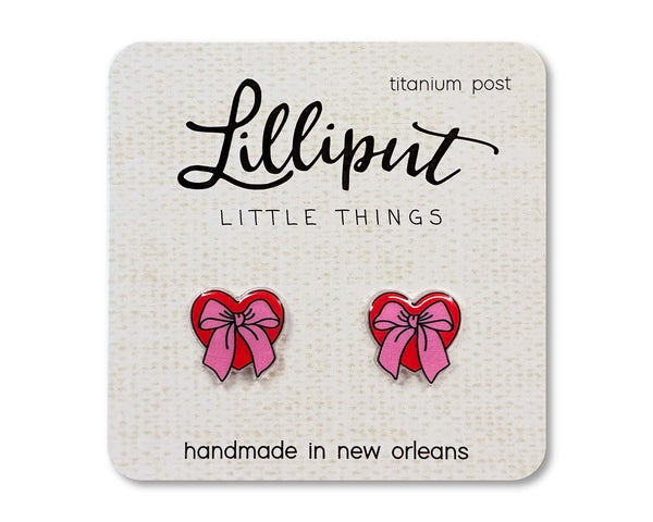 Valentine Bow Heart Earrings // Valentines Day