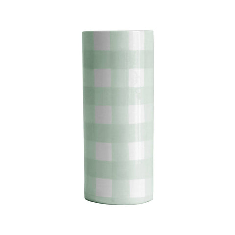Gingham Column Vase: Sea Glass