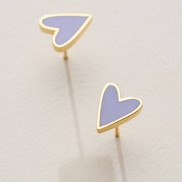 Blush Heart 18K Gold Dip Stud Earrings