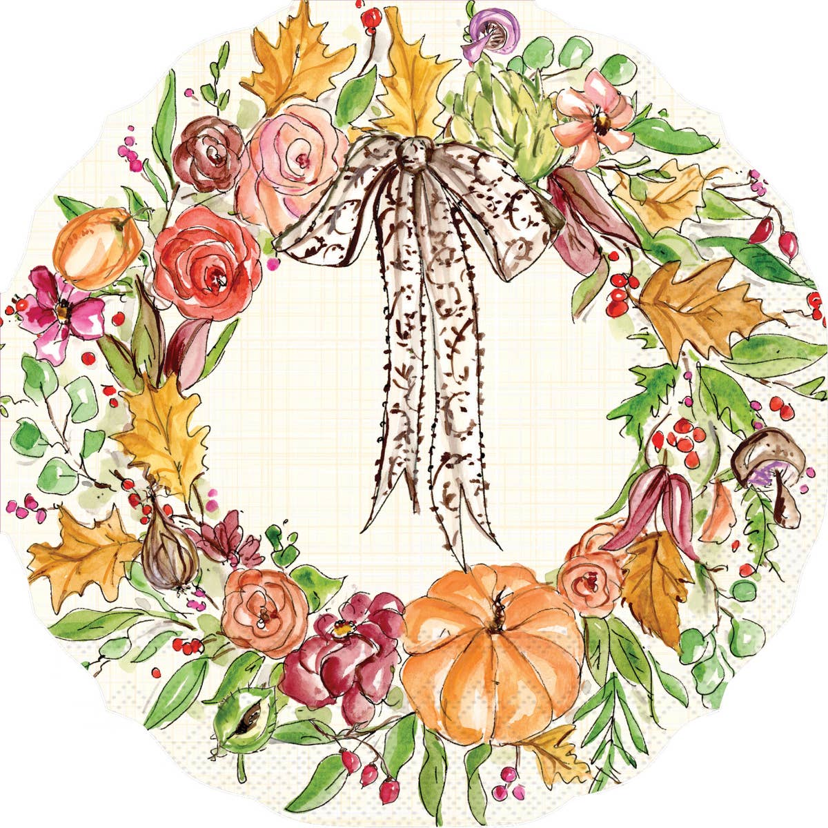 Paper Lunch Napkin Pack of 20 Fall Wreath Rosanne Beck Fall