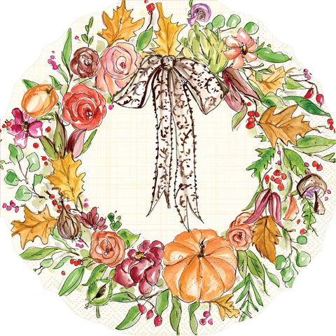 Paper Lunch Napkin Pack of 20 Fall Wreath Rosanne Beck Fall