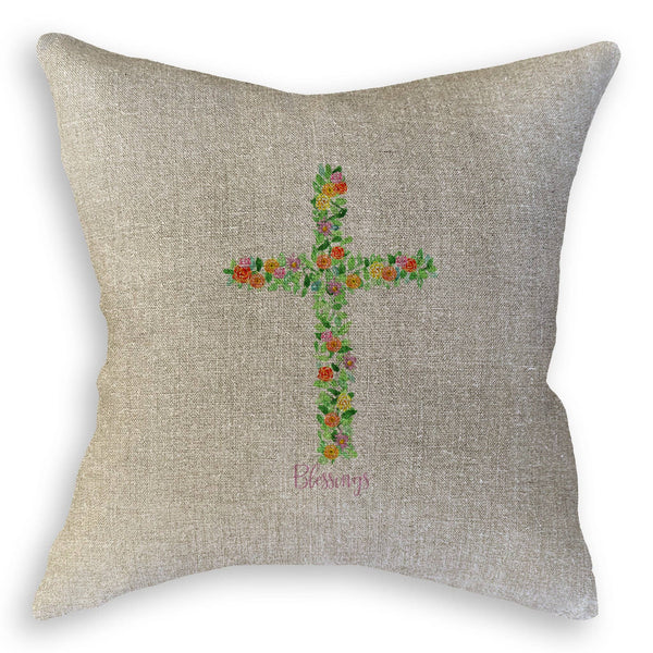 Cross with Flowers: Remove Words / Dishtowel / -