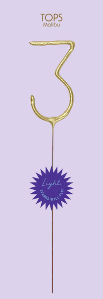 Grande 12" Gold Number Sparkler Wand Card - Singles: Number 0