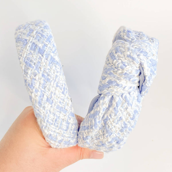 Coastal Blue Tweed Padded Knot Headband: Assorted