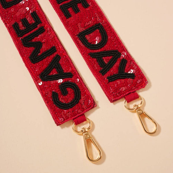Game Day Seed Beaded Bag Strap: Orange/Navy