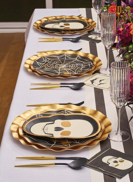 Black & Gold Bella Assorted Plastic Cutlery/24pc, Service for 8