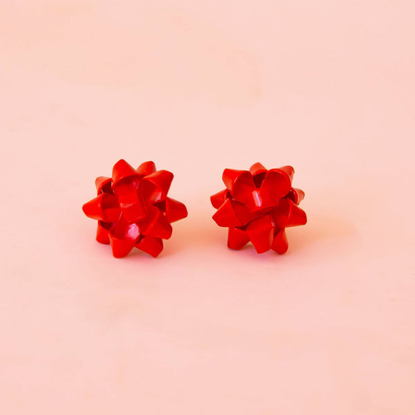 Holiday Bow Earrings Red